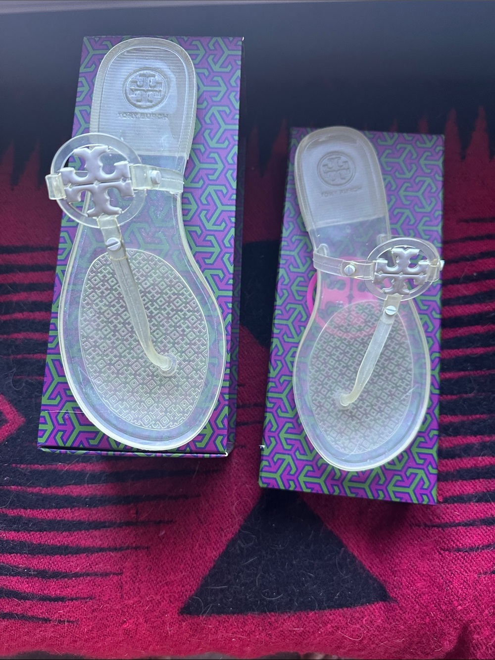 Tory Burch Transparent Jelly Miller Thong Sandals with Logo Medallion
